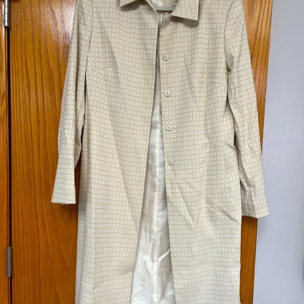 Cream Patterned Long Coat